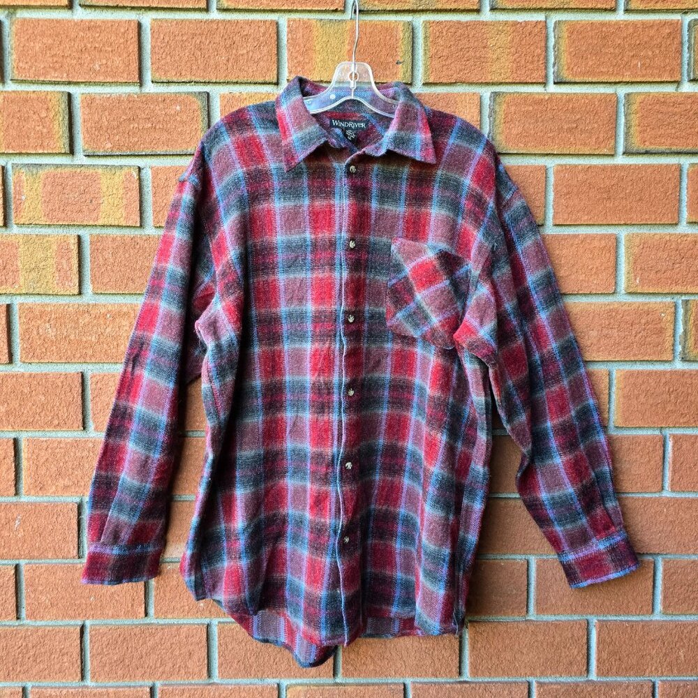 Vintage Windriver Men's Red Plaid Casual Button Down Shirt